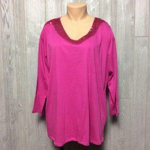 Avenue Pink Top Glitter Neckline PLUS SIZE 26 28